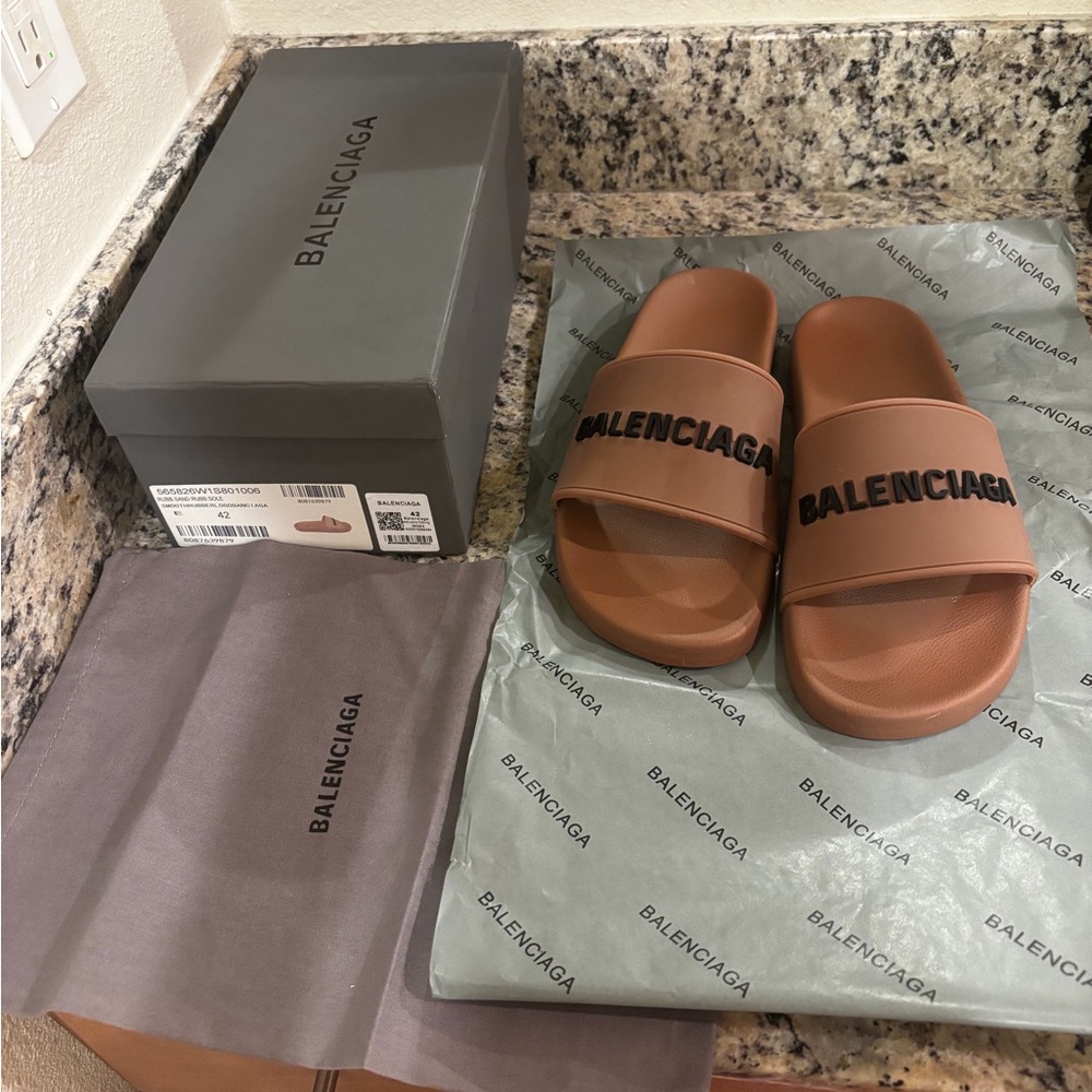 Balenciaga Tan Men's Slides